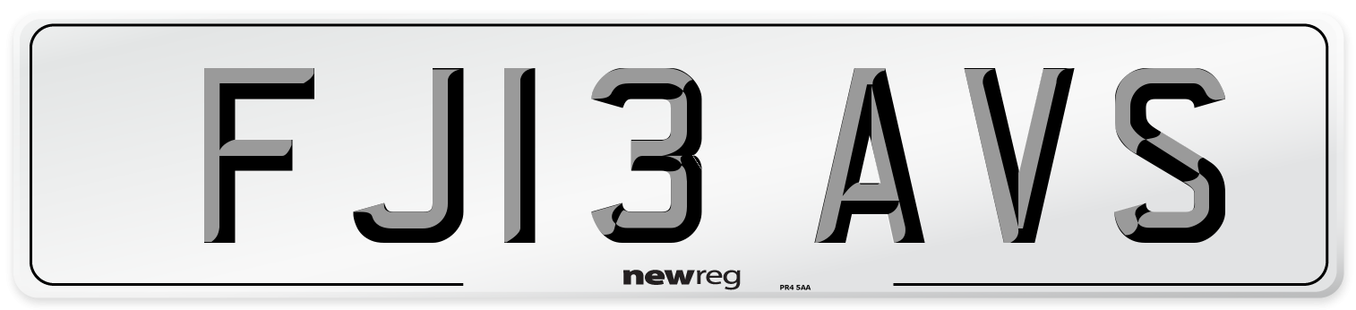 FJ13 AVS Number Plate from New Reg